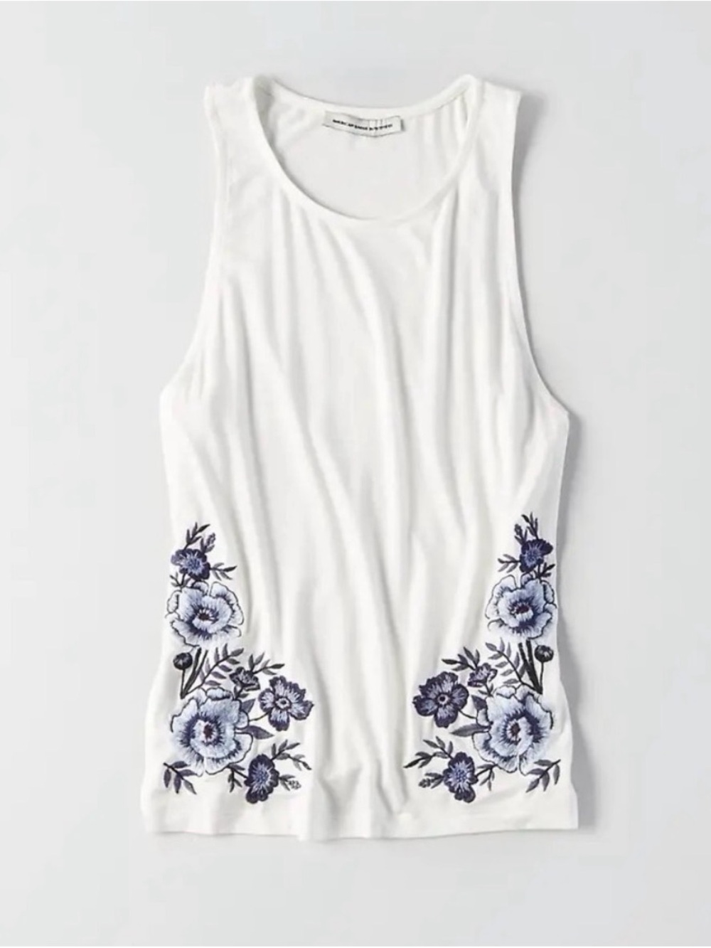 American Eagle Outfitters
Women's White Tank Top With Blue Floral Embroidery